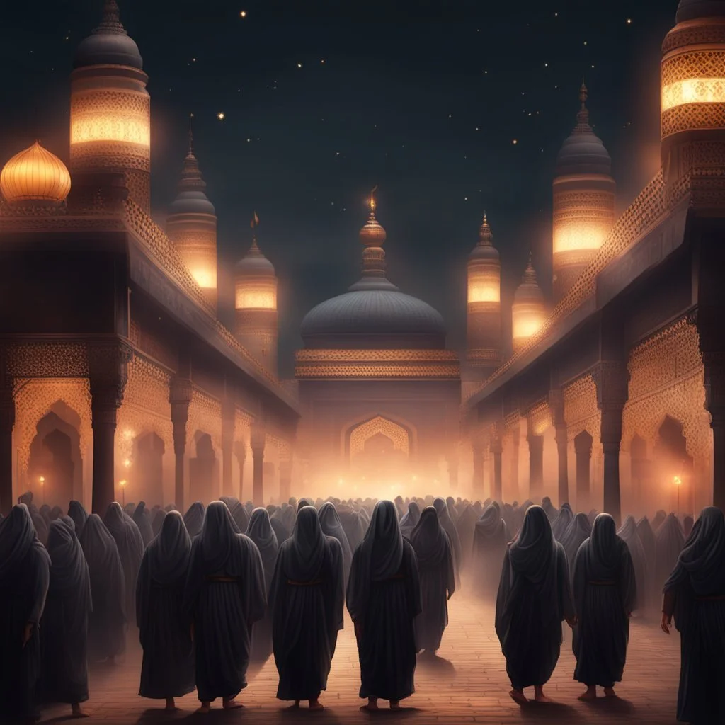 Hyper Realistic Moharram Procession Background at night