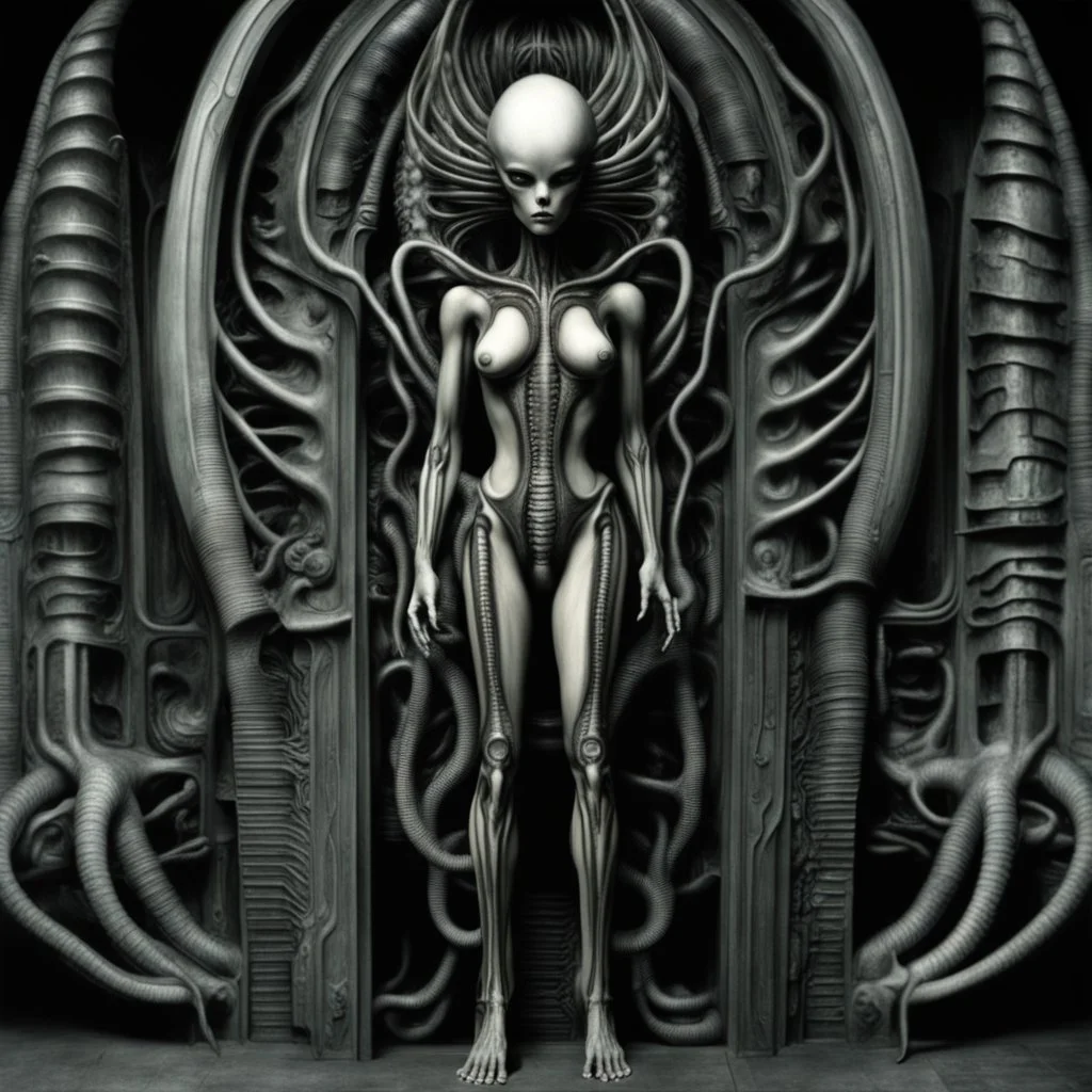 HR Giger, known for his biomechanical and surreal artwork, often depicted intricate and disturbing sexual imagery in his creations. One of his most famous works featuring a biomechanical vagina is the artwork seen in the movie "Alien," where Giger's unique and disturbing aesthetic is prominently displayed. Giger's depiction of the biomechanical vagina is a combination of organic and mechanical elements, creating a surreal and unsettling image of female genitalia. The intricate details and dark,