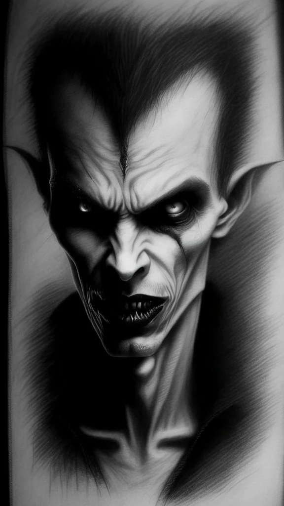 pencil drawing of vampire, Spooky, scary, halloween, realistic, black paper