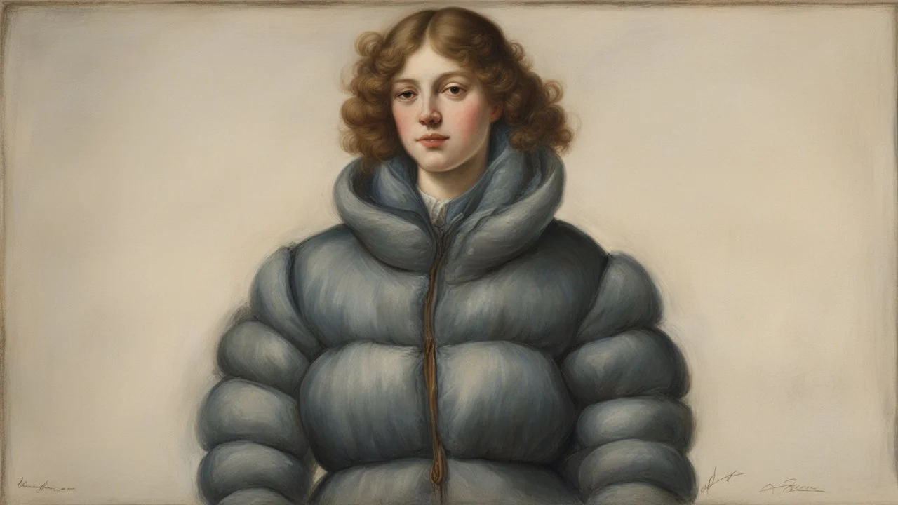 woman in puffer jacket by Andrea del sarto