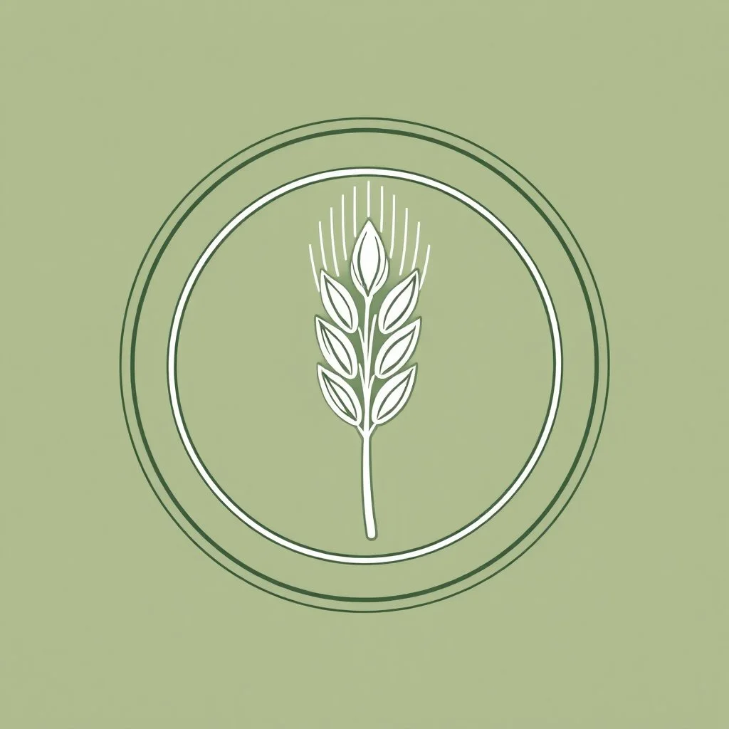 engraved logo of a coin with a wheat sheaf on it, line art
