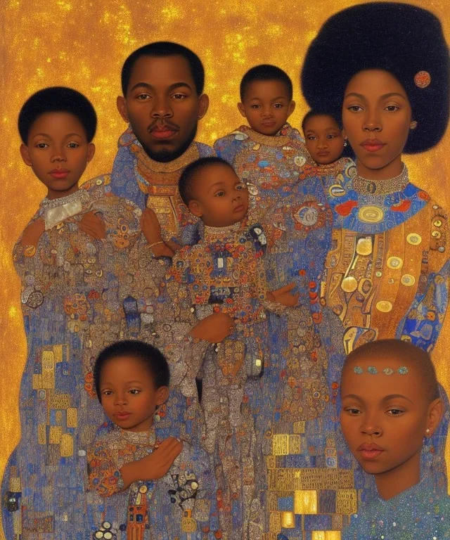 royal African American young family by Gustav Klimt