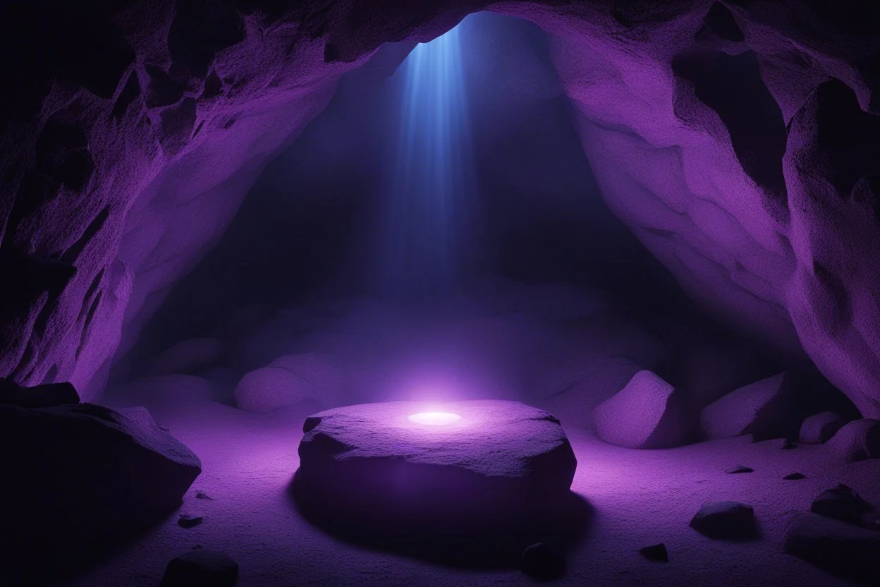 тёмному камню в центре пещеры, подсвеченной зловещим лиловым светом