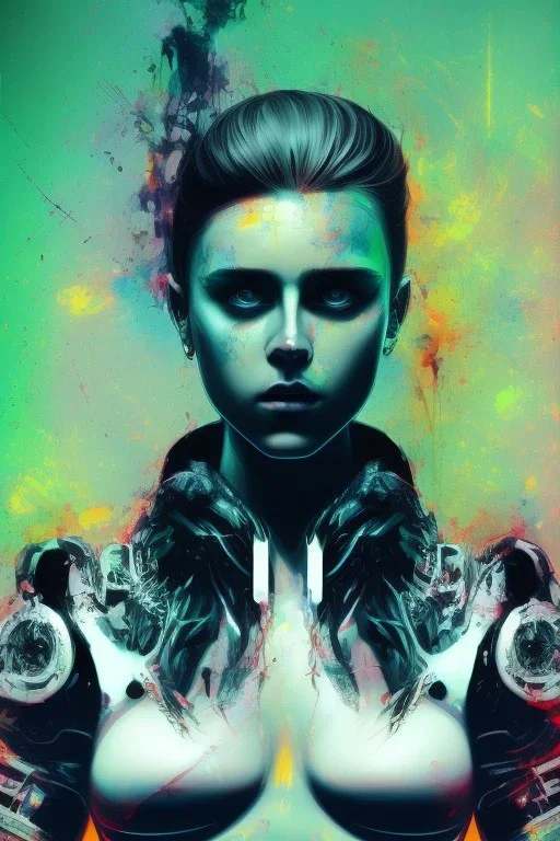  Danish singer MØ face,neon tones,Abstract Yoji Shinkawa,