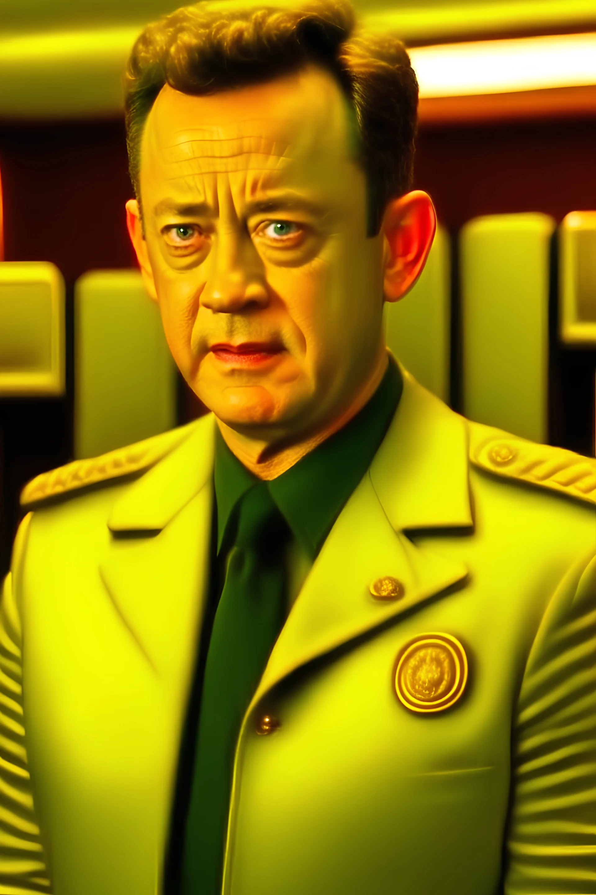 Tom Hanks in gold Starfleet Uniform