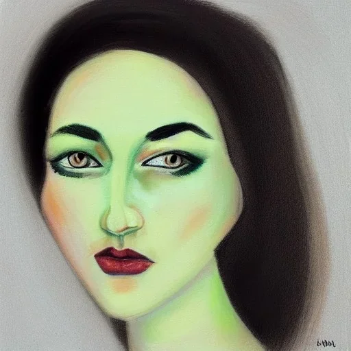 Green eyes woman portrait.