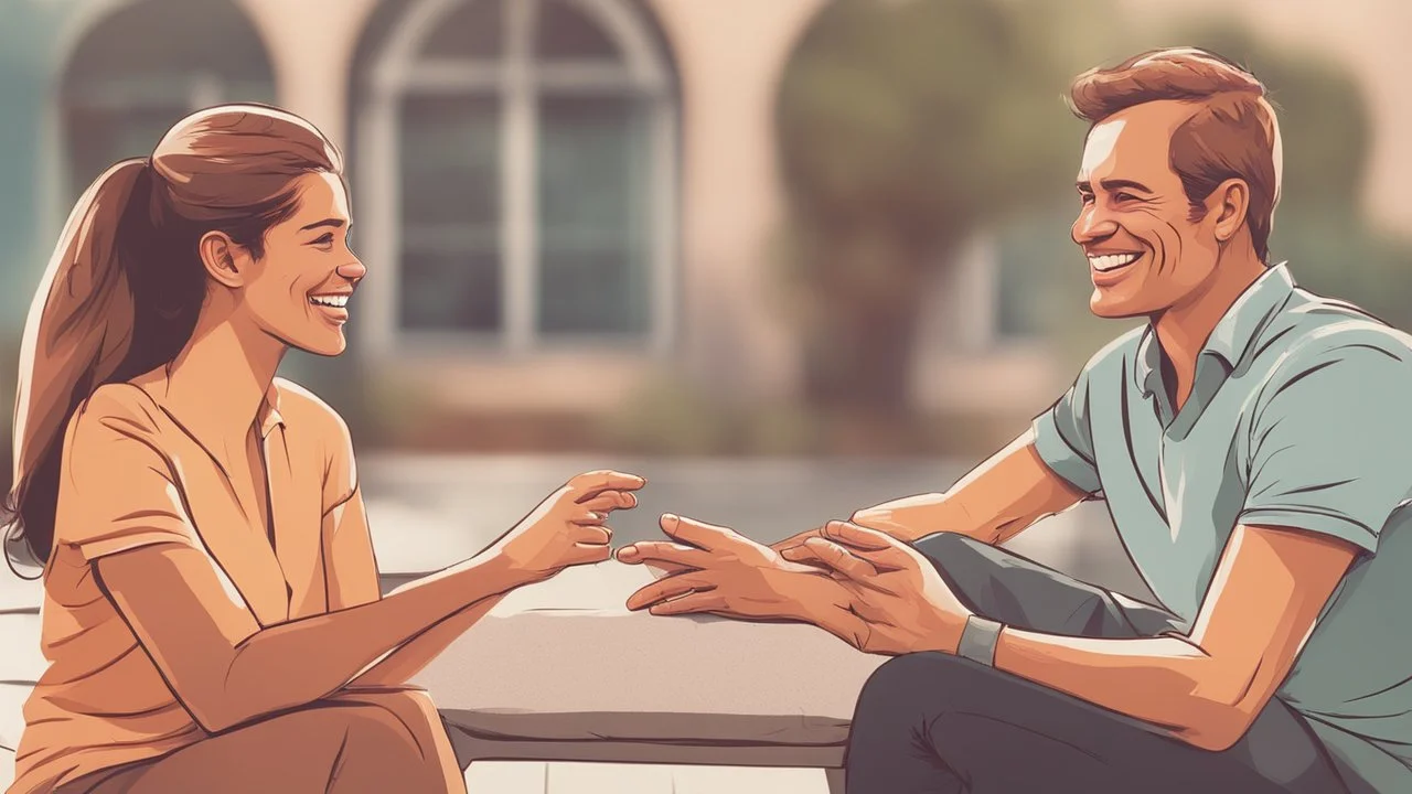 The image for the article could depict two individuals engaged in friendly conversation, wearing expressive smiles on their faces. This image symbolizes effective communication and trust-building in personal relationships, as the individuals appear to be enjoying the dialogue and positive interaction with each other.