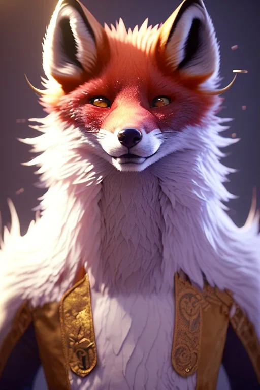 award winning portrait of a male anthropomorphic purple fox long vblack hair. character design by cory loftis, fenghua zhong, ryohei hase, ismail inceoglu and ruan jia. unreal engine 5, artistic lighting, highly detailed, photorealistic, fantasy