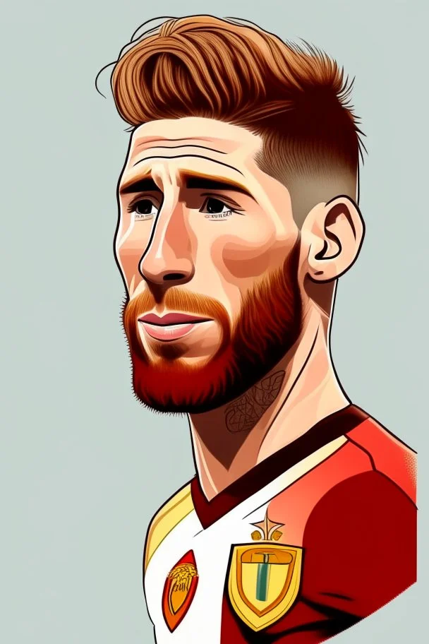 Sergio Ramos Spanish soccer player 2d cartoon