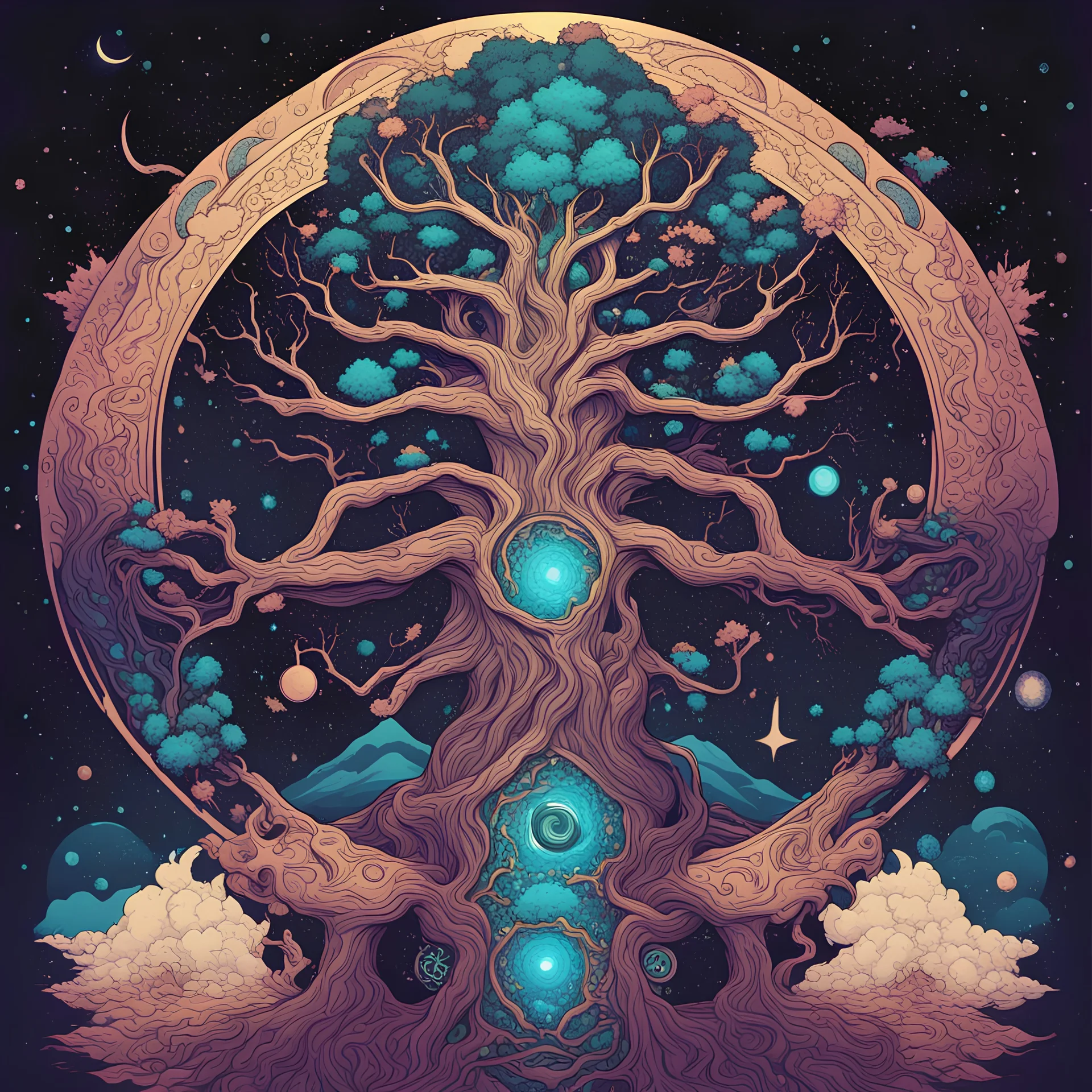 Cosmic Regalia CEO Yggdrasil in vector art style