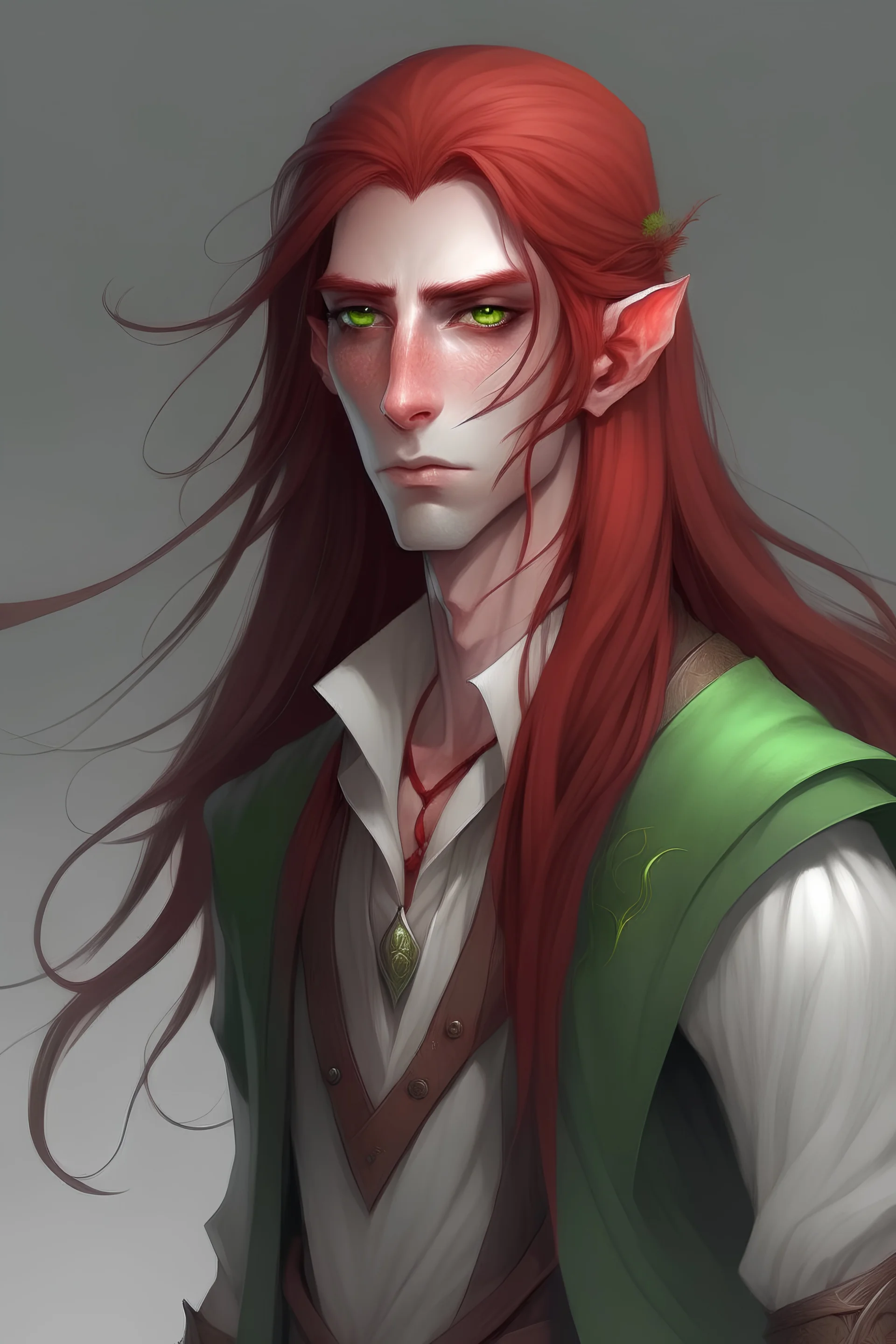 pale mon elf red long hair male