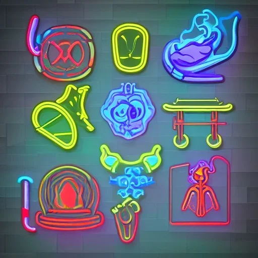 Futuristic, Neon, crystal, skeleton, samurai, smoke, glass, fire, water