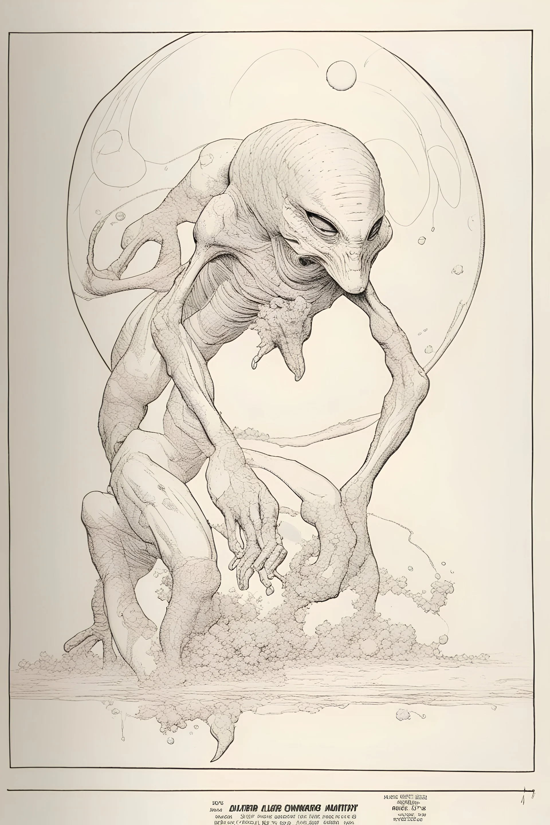 Inking art, Jen Giraud (Moebius), John Romita, Milton Caniff, Alex Raymond, John Buscema, an Alien creature of an amazing species, comics art