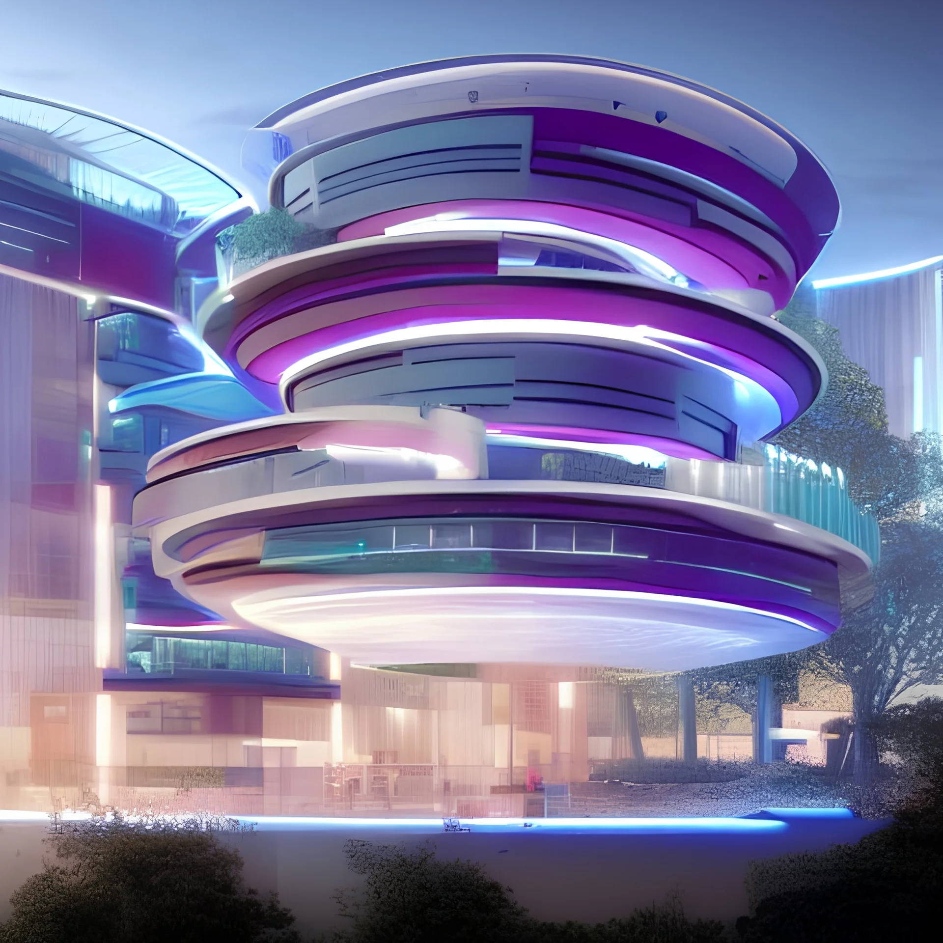 futuristic property design, urban 2050, vibrant colour and technology advancement