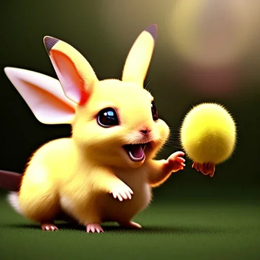 cute baby picachu, high-key cut unreal engine, volumetric, warm indoor lighting, detailed, digital painting, cinematic, character design