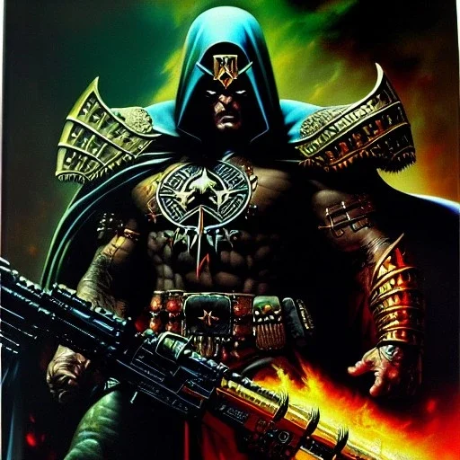 portrait oil on canvas, Death Dealer ,comic book cover, mystical colors,insanely detailed,realistic,intrincate detail, 16k resolution, masterpiece,Frank Frazetta,Alex Horley, Simon Bisley,Oscar chichoni