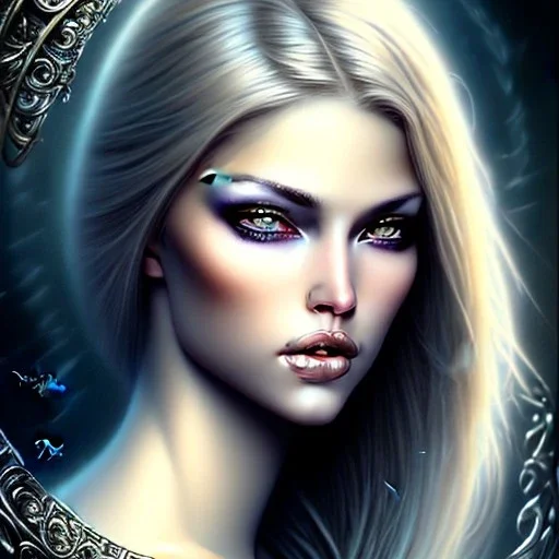 portrait of a voluptuous beautiful blonde Luis Royo Style