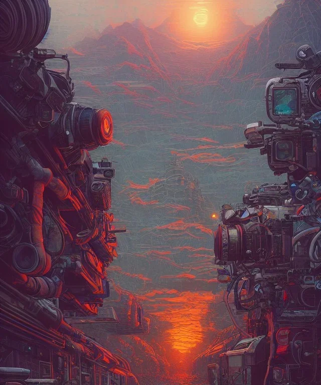 Camera. concept art, hyper detailed, dan mumford, kilian eng, post-apocalyptic, oil on canvas