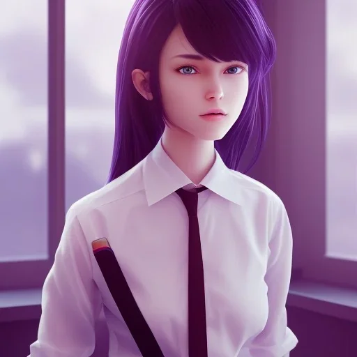 Anime, female student studying under window, studying lesson, perfect face, cool face, ultra detail, unreal engine 5, cinema4d, sun light, studio lighting --ar 1:1 --v 4