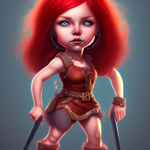 Full body Red hair halfling girl