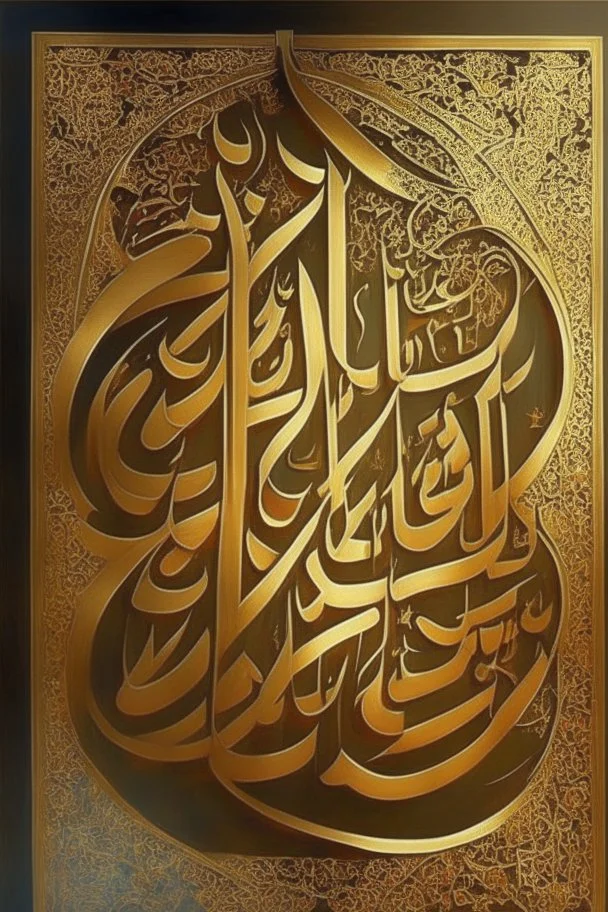 Painting, Arabic, Islamic, calligraphy, gold, inscriptions, decorations, peace be upon you