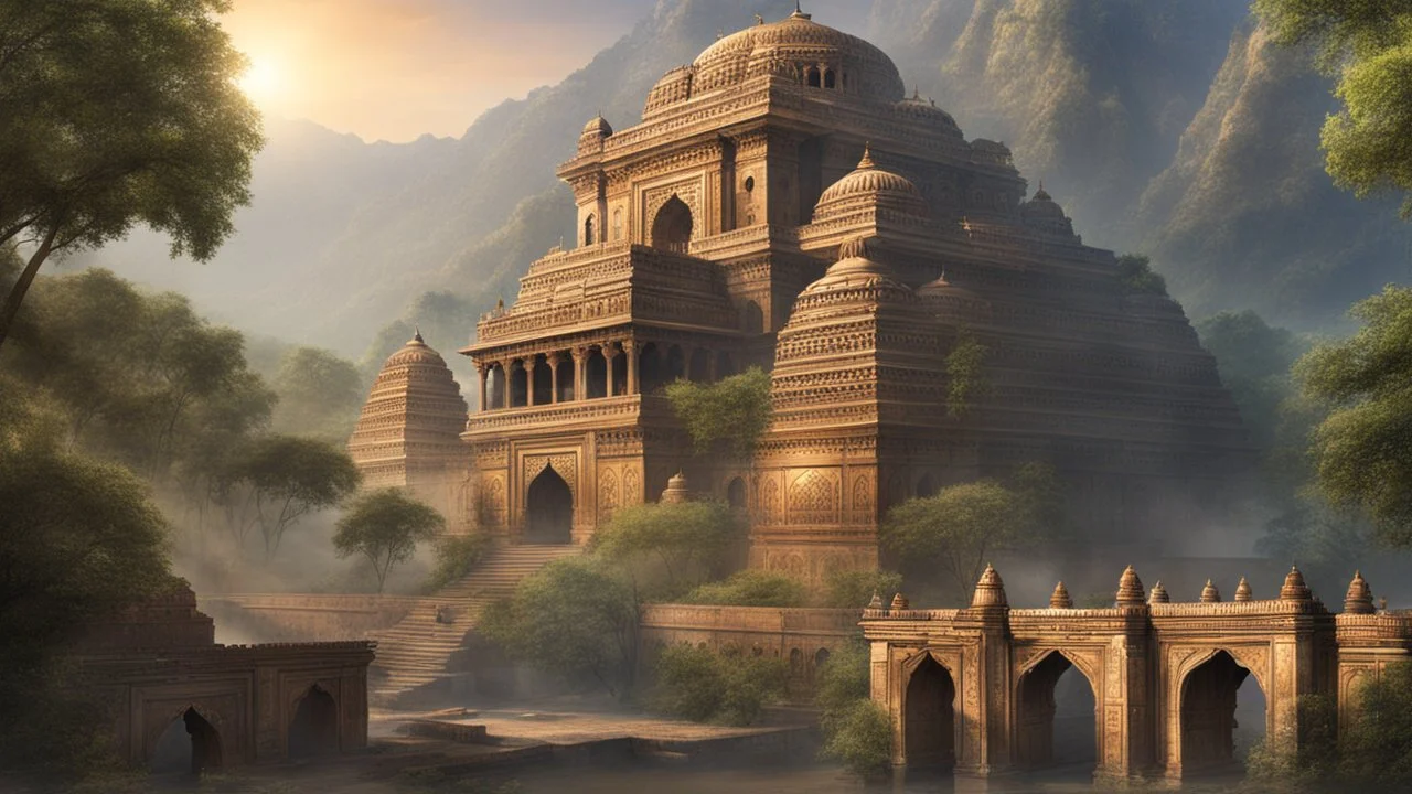 an ancient indian city. marblel. fantasy