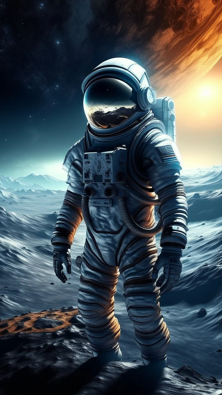 sci fi planet, astronaut in space