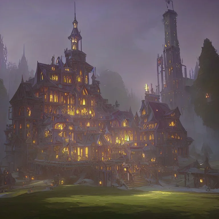 A magical town castle for warlocks and witches