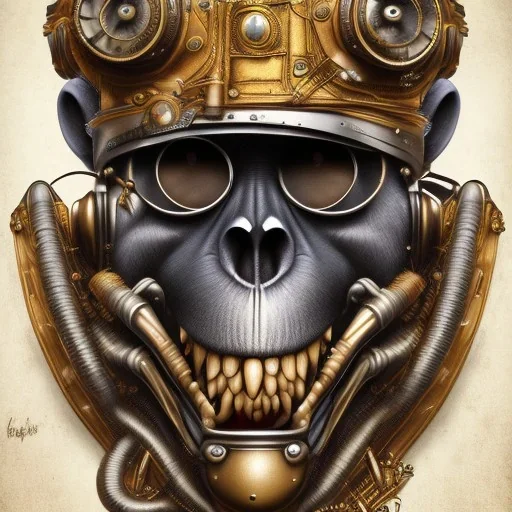 steampunk monkey headskull worrior