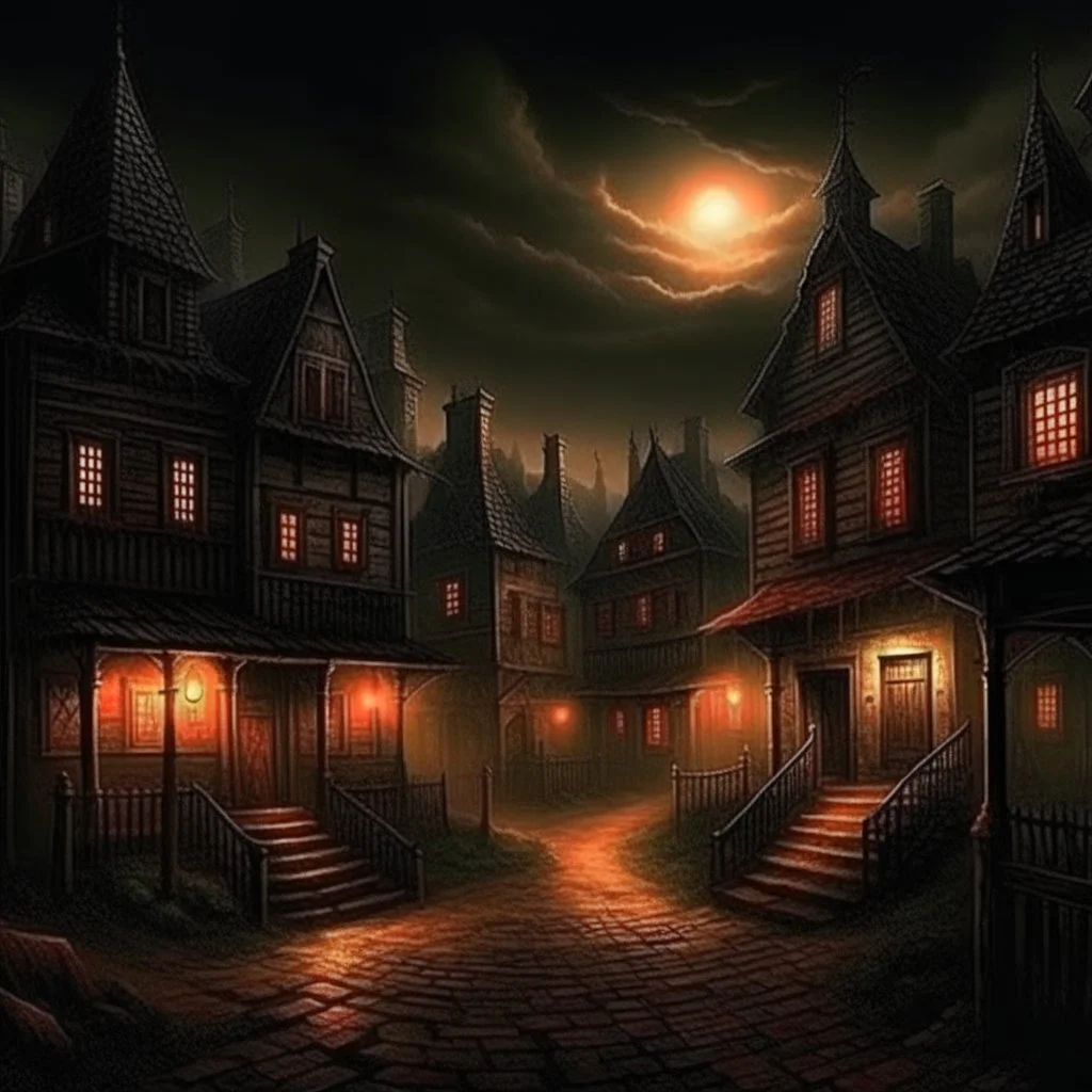 horror scene fantasy town