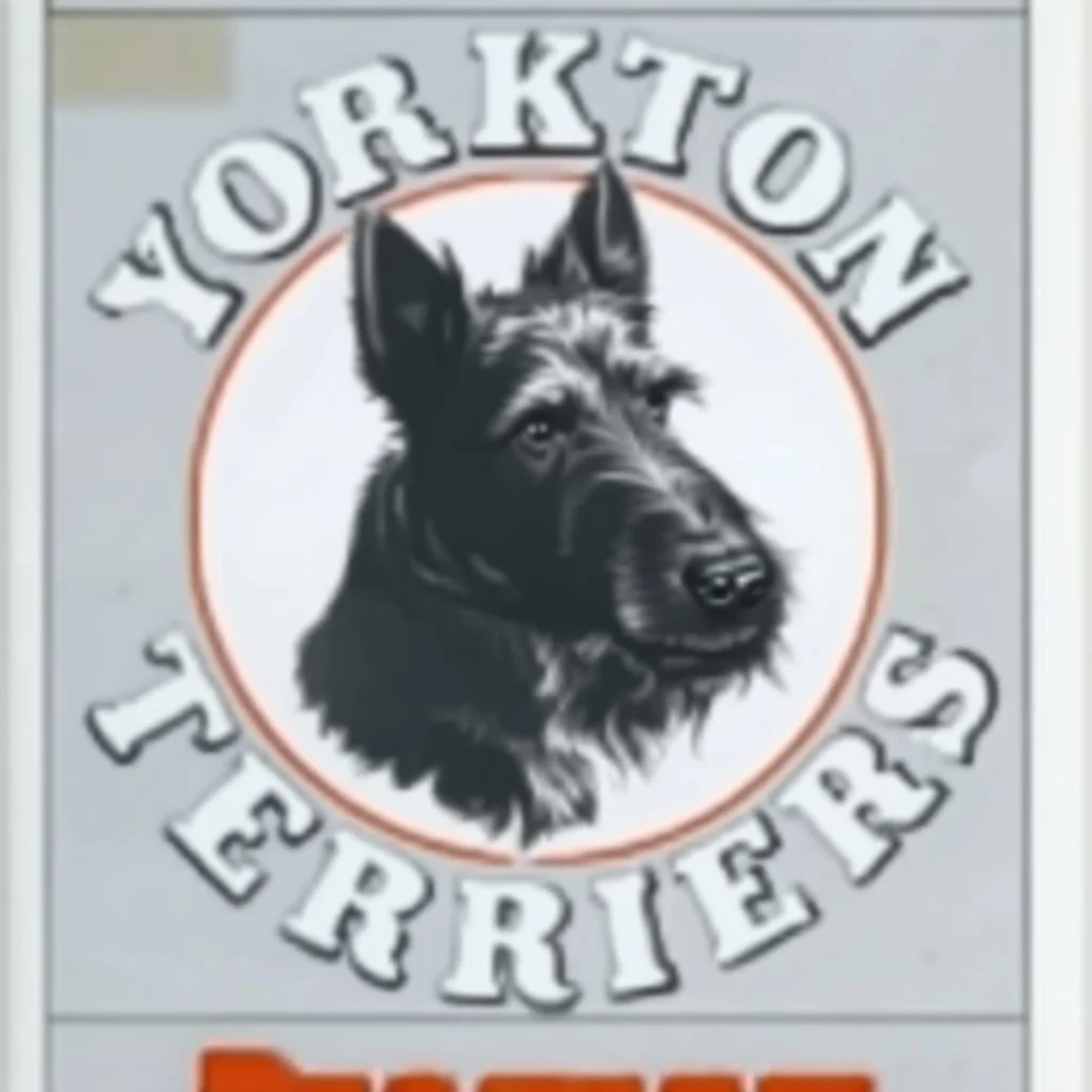 circle containing a black and white image of a Scottish terrier