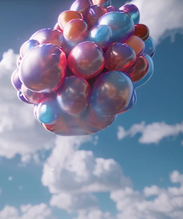 Ultra realistic clouds sky scene, medium shot view, portrait, sweet Childs, free jumping flying, trinkets, monster hair, jelly beans, balls, smile, happy, Wes Anderson style, inflatable color clothing, extreme, wind, clouds sea, 20,000 feet altitude, stratosphere, soft color, highly detailed, unreal engine 5, ray tracing, RTX, lumen lighting, ultra detail, volumetric lighting, 3d, finely drawn, high definition, high resolution.