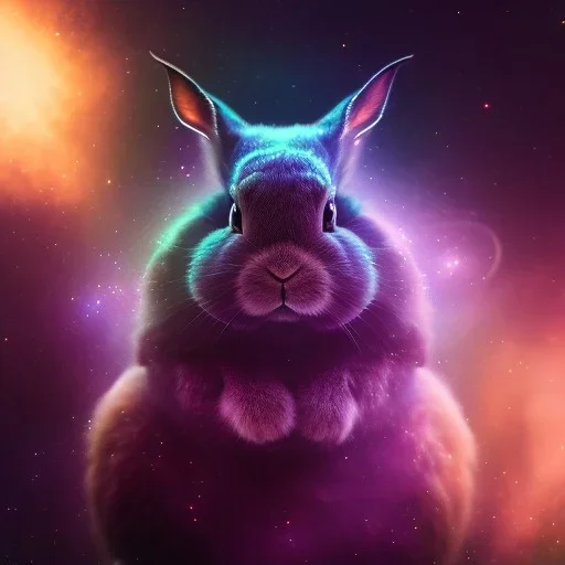 galaxies, spirals, space, nebulae, stars, smoke, iridescent, intricate detail, in the shape of a rabbit, octane render, 8k, --q 2 --ar 2:3 --uplight