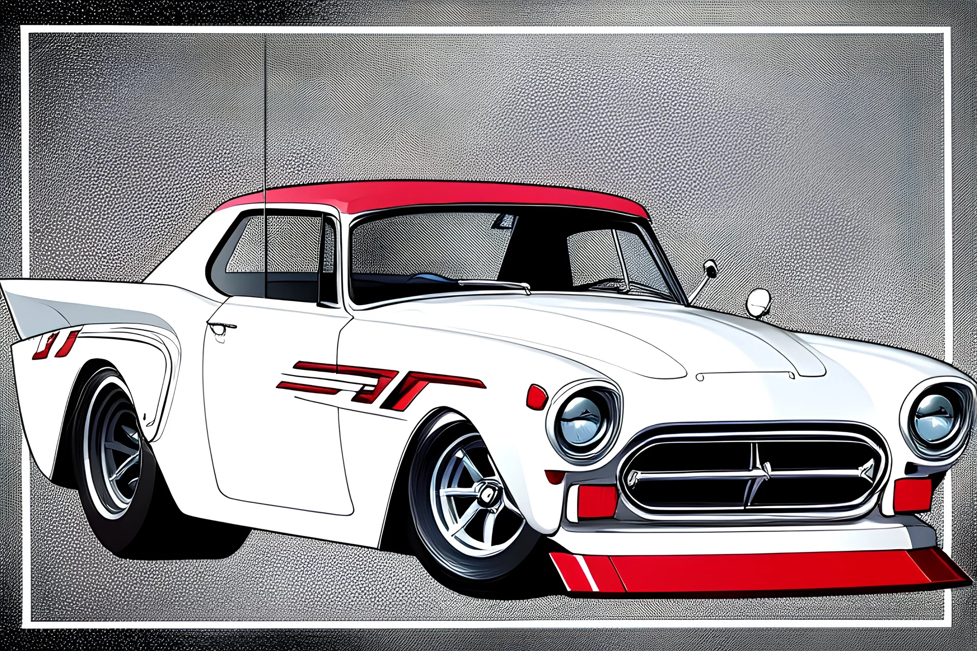 classic style concept hotrod vehicle, retro design study, classic steel wheels, toned colors, art by cheryl kelley