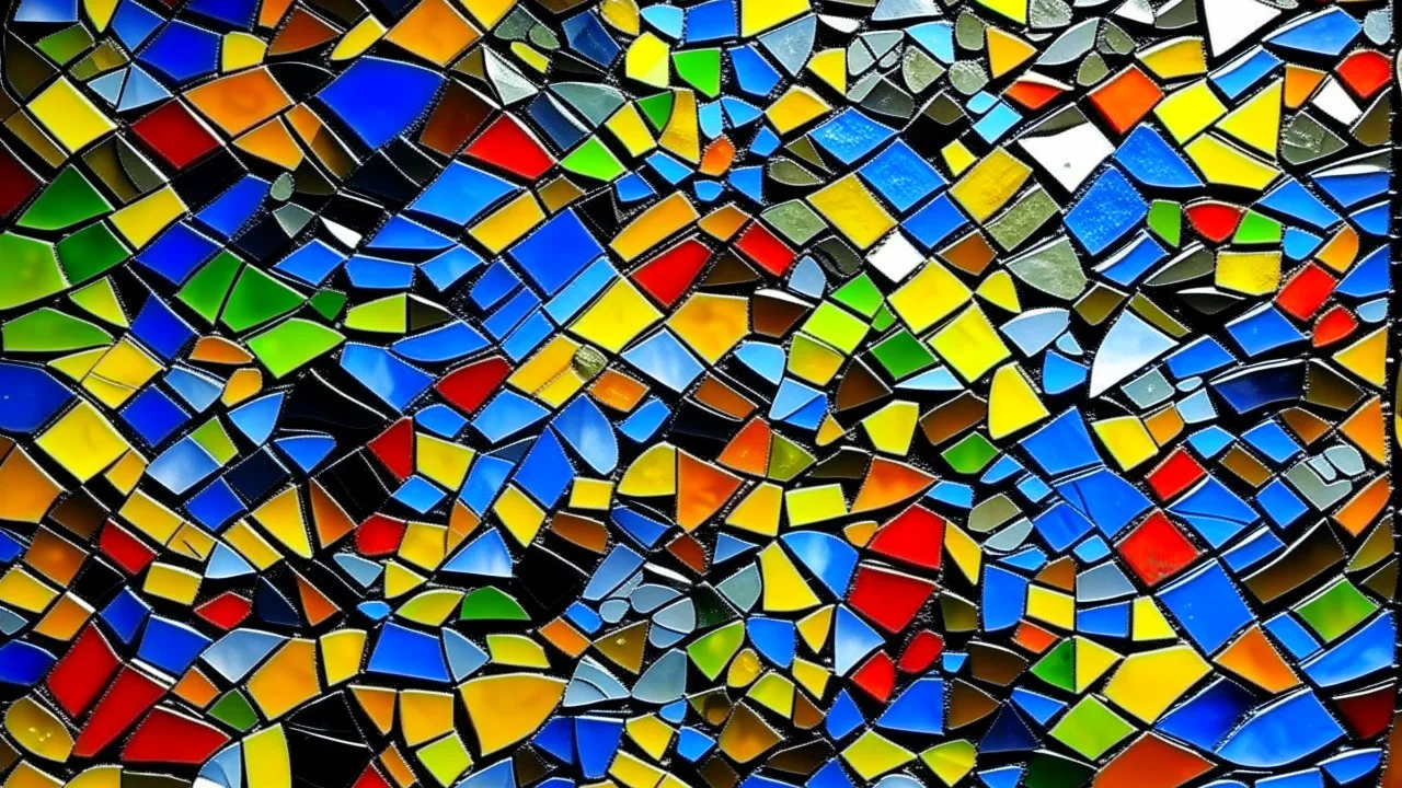 A unexpected mosaic created from broken shards of colored glass