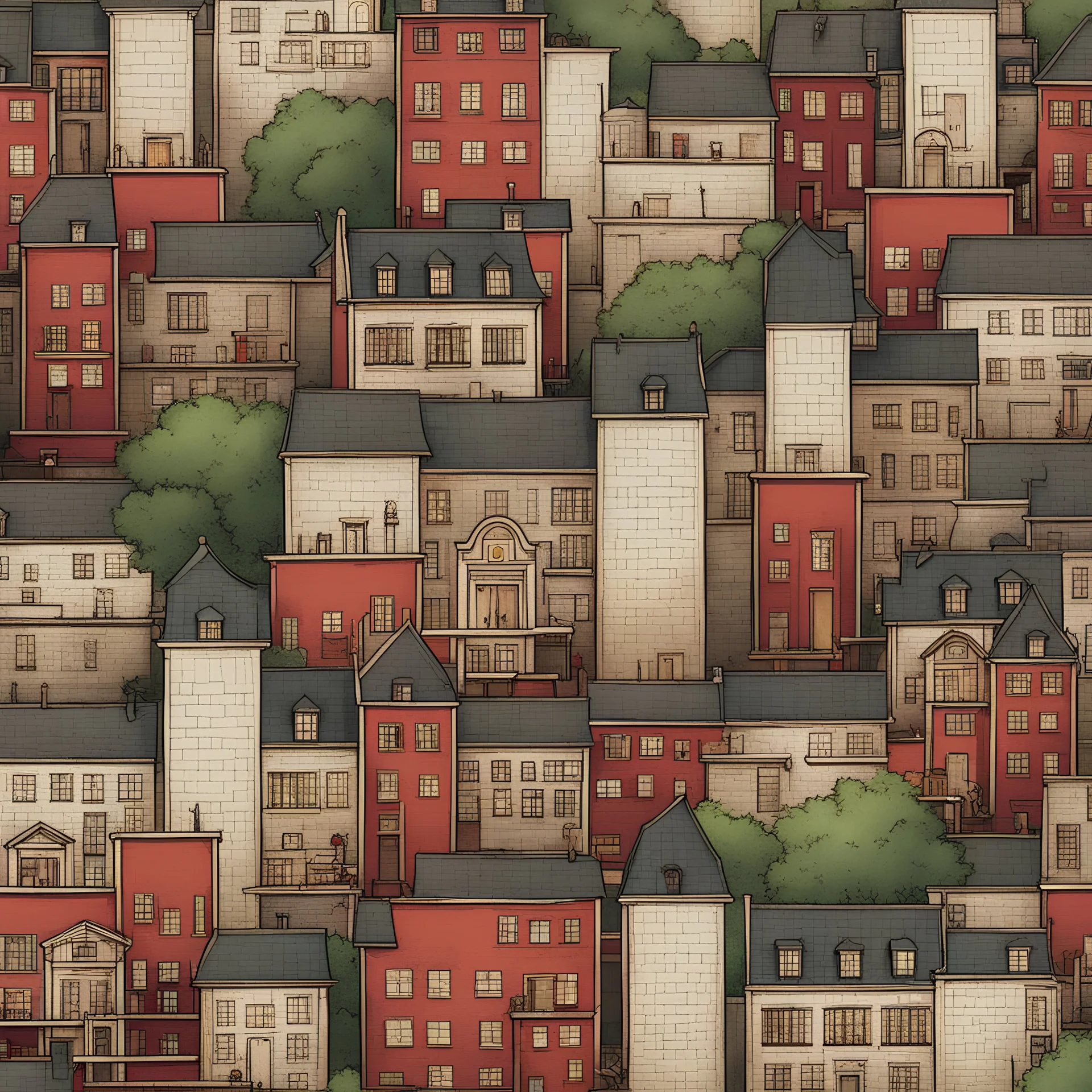 Make a town, but hide the word apple, realistic