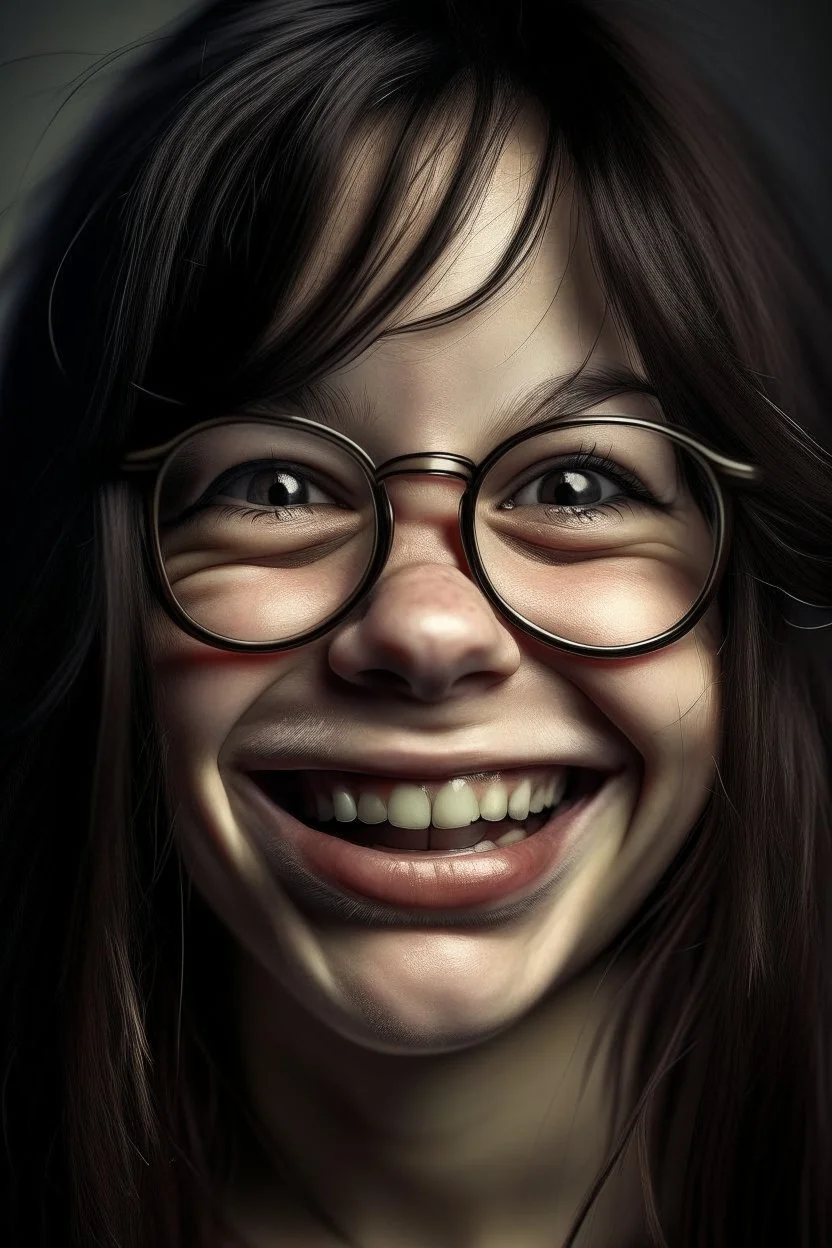 ugly girl glasses teeth and hairy face