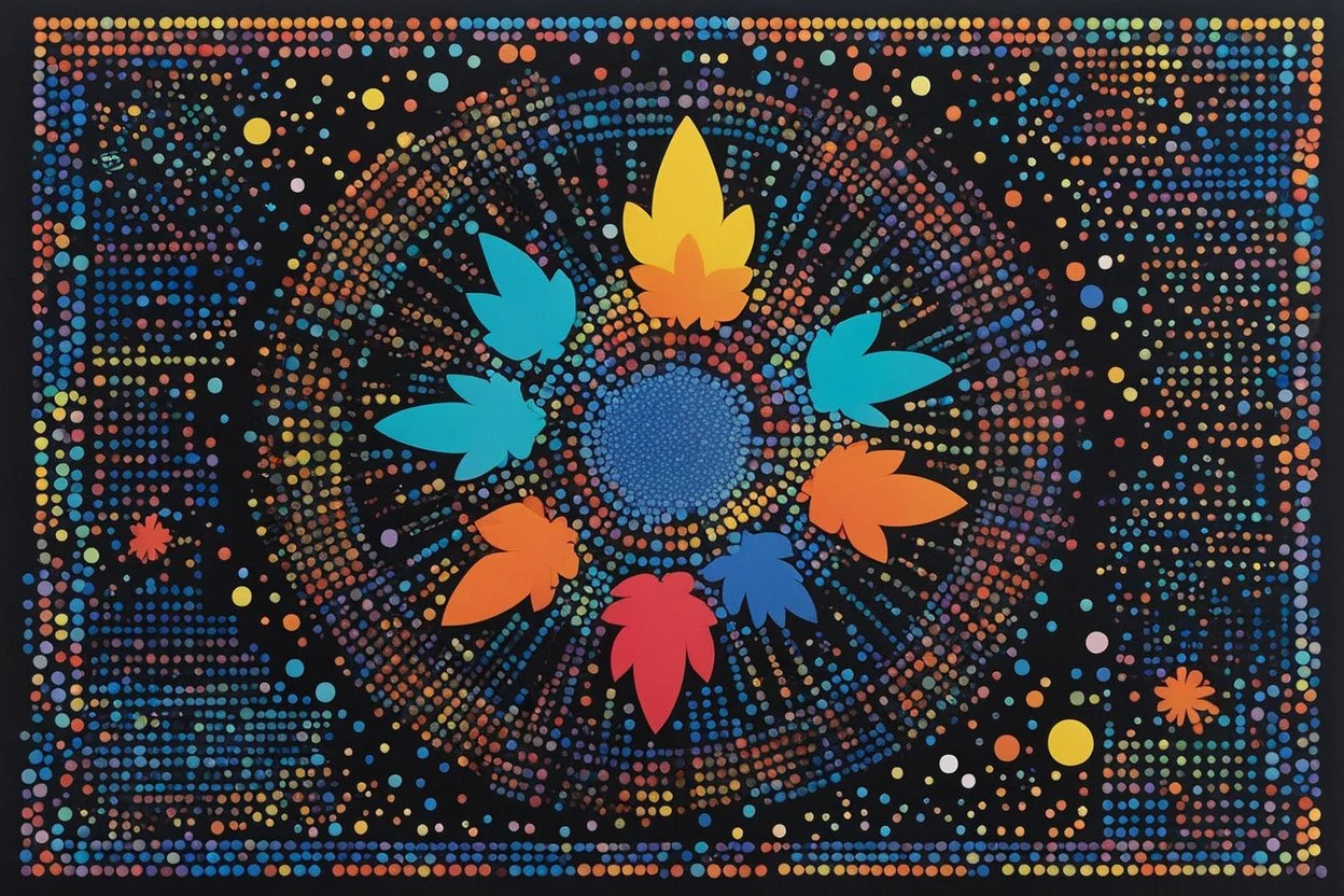 [style is lite brite art, luminous and colorful designs, pixelated compositions, retro aesthetic, glowing effects, creative patterns, interactive and playful, nostalgic charm, vibrant and dynamic arrangements] Génère un flyer de marabout décalé, format A5, couleurs criardes. Titre : 'MAÎTRE BOUYA – SPÉCIALISTE EN AMOUR, FOOT ET CUISINE !'. Texte : 'Je résous tout : divorce, mal de dos, et même tes problèmes de WiFi !'. Ajoute une photo floue d’un visage sérieux. Coordonnées : 24/24, 7j/7, Métro