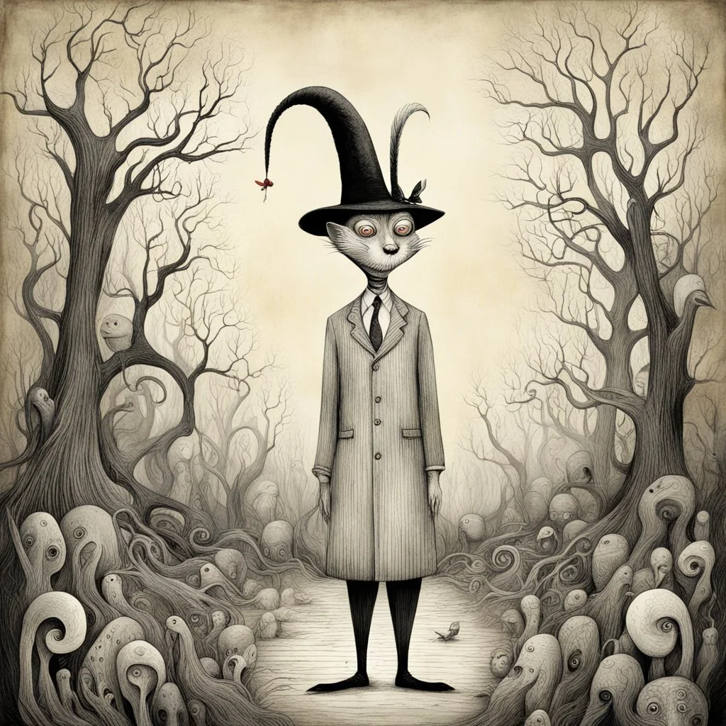 Surreal style by Isabelle Arsenault and Gabriel pacheco and Clive Barker, Dr Seuss cover art for a horror novel, cunning curious anachronisms and inconsistencies, neo-surrealism, creepy,