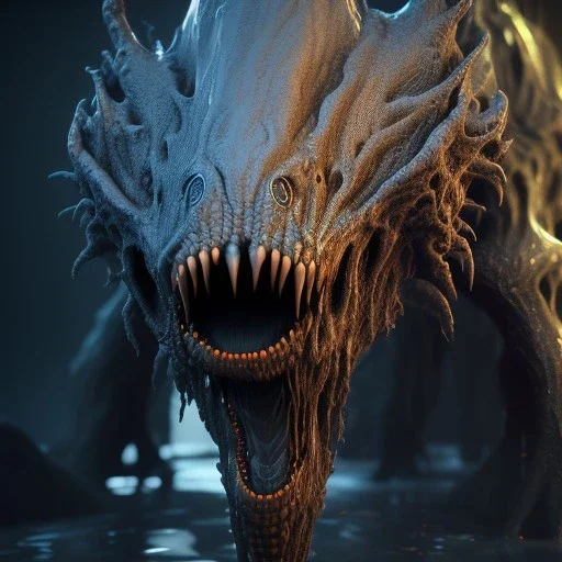 Fluid ink mud creature,unreal engine 5, 8k resolution, photorealistic, ultra detailed