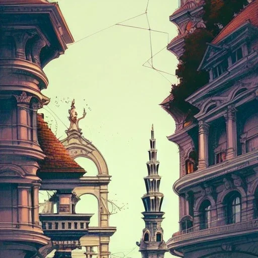 Bridges+bridges+Beaux Arts architecture+palladio+detailed facades+uphill road+trees+biopunk+Bueno Aires+turin+trieste+Chicago +Book illustration by Gediminas Pranckevičius, Jean Baptiste Monge, Brian Kesinger, Anton fadeev, Kilian Eng, strong lines, high contrast vibrant colors, highly detailed, 16k resolution, trending on behance""