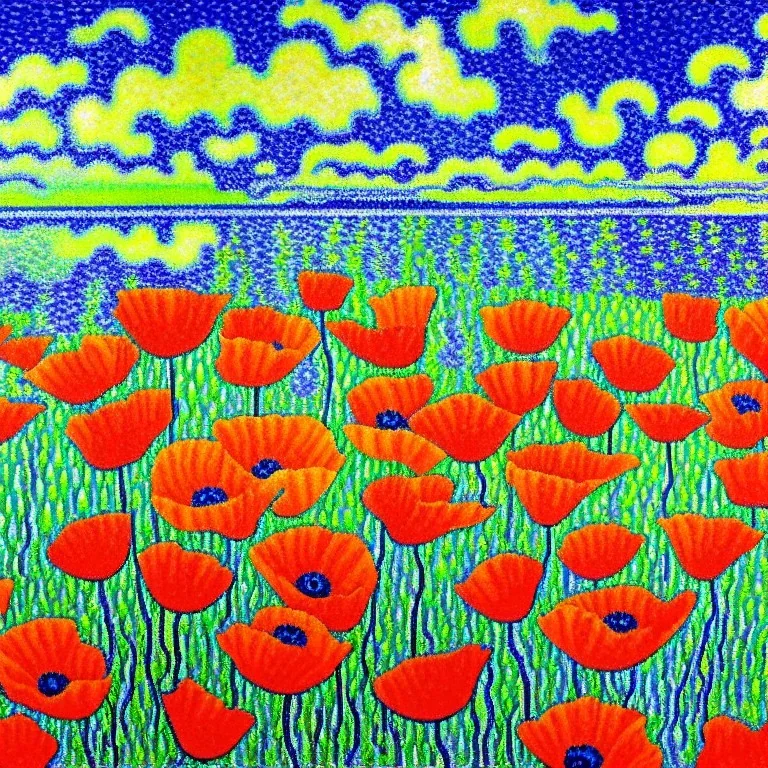 poppies in style of signac