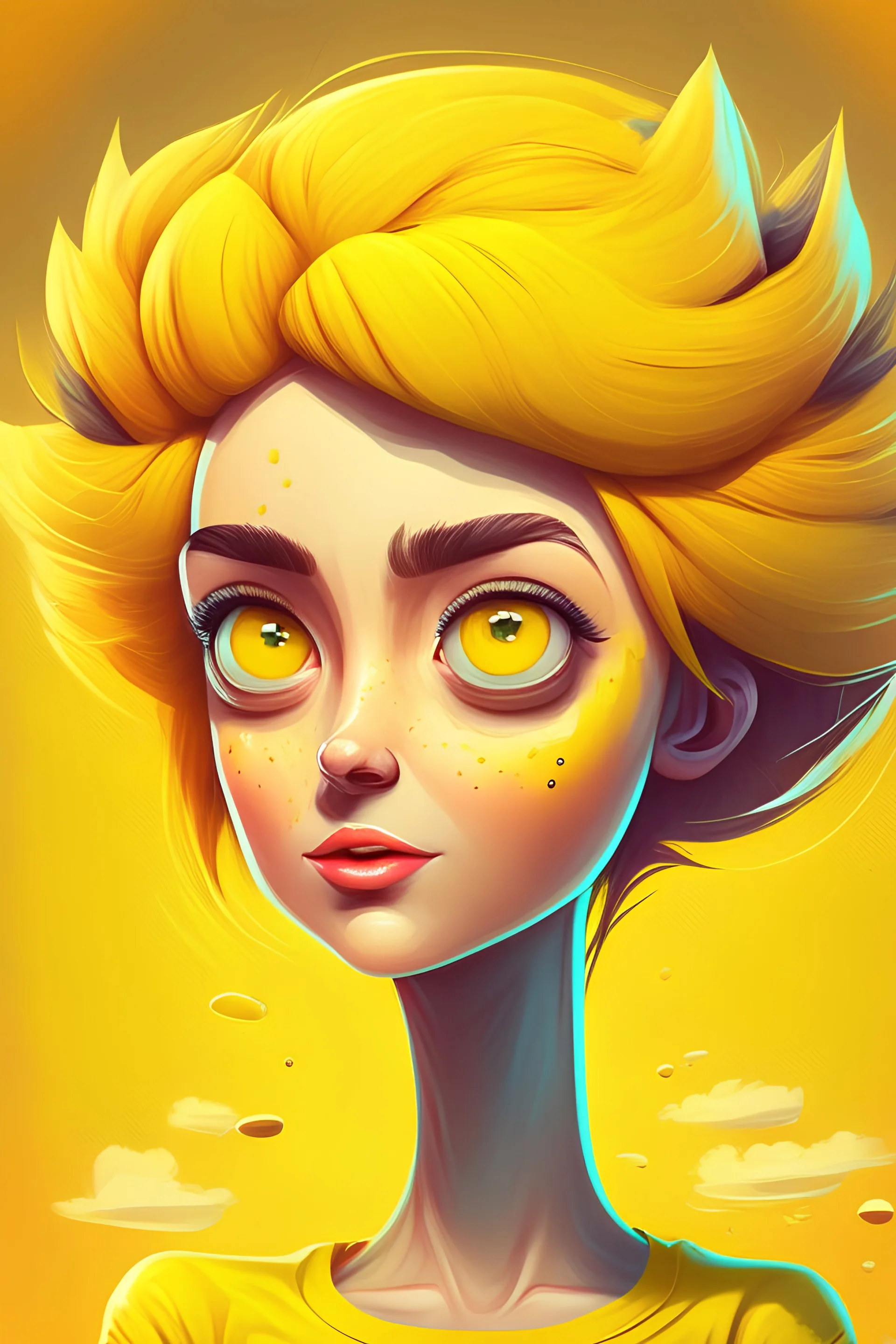 beautifull cartoon NFTs with yellow background, digital art, realistic