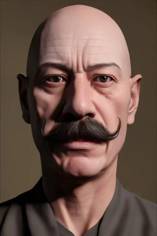 egg with human facial features, realistic, mustache, scary