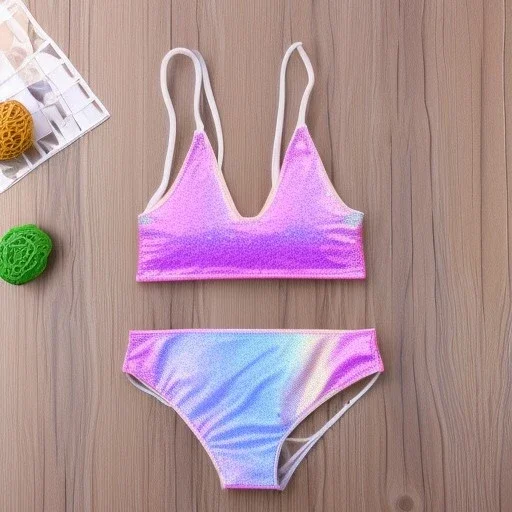 Glittery pastel rainbow two piece swimsuit