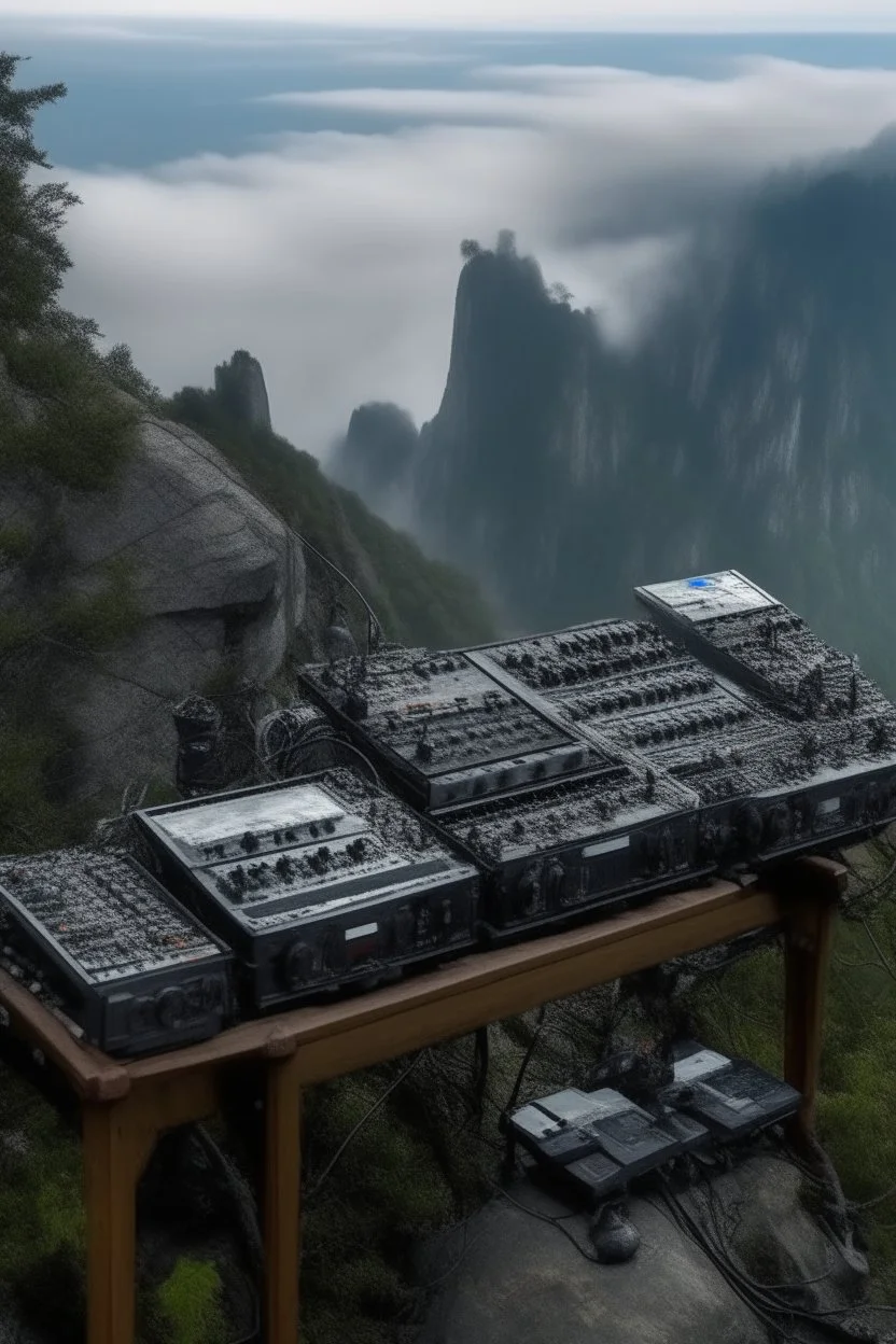 the bank of a torrent of river and waterfall from far away gothic theme