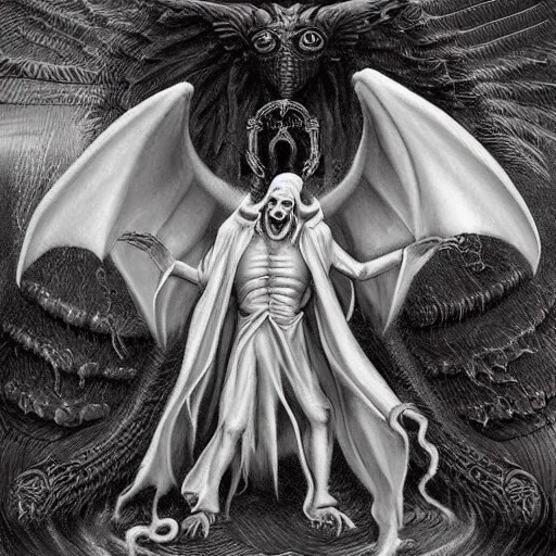 Realistic white Cthulhu vampire Russian Orthodox