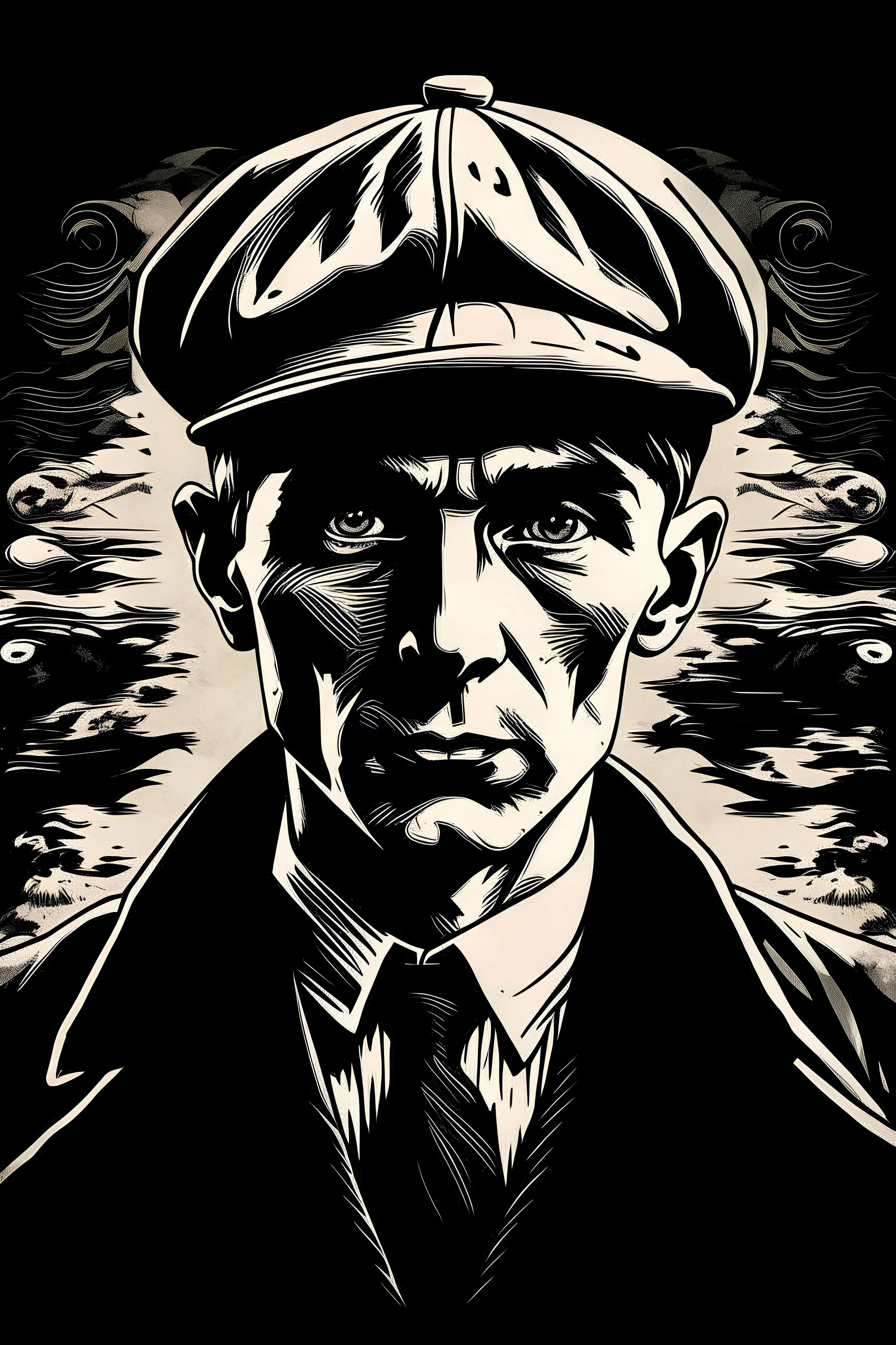 Peaky Blinder as from the TV series Peaky Blinders, graphic illustration