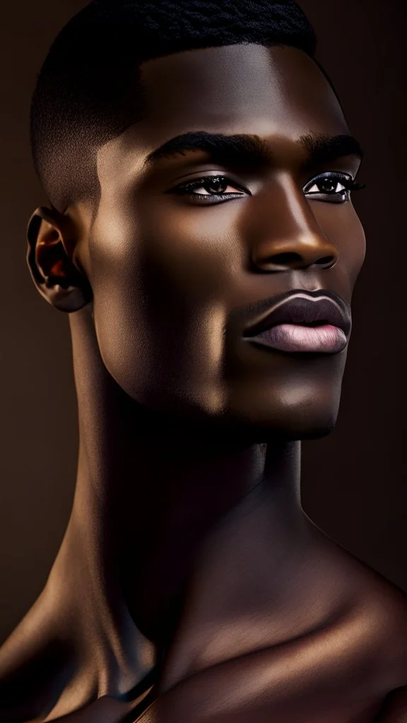 Tall strong muscular African man, large cheekbones