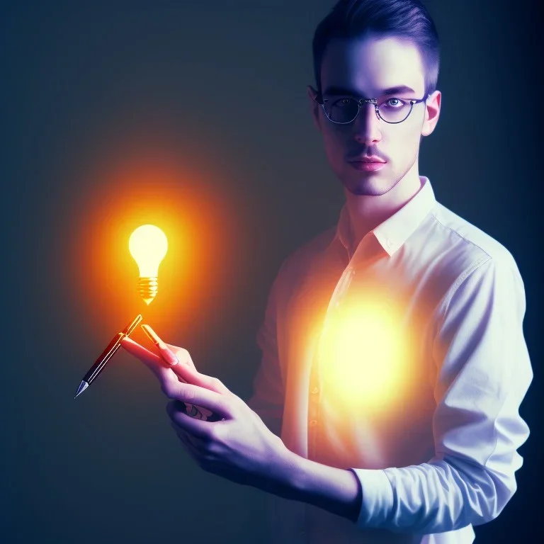 A person holding a pen and paper, with a lightbulb above their head